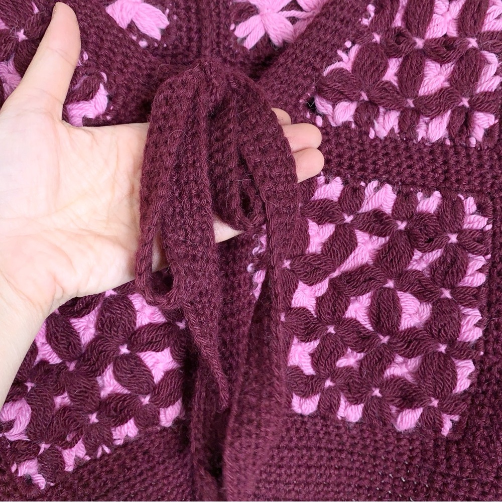 PROCHE Studios Bastidor Baby Alpaca Crochet Cardigan (Sz S/M) Reversible Cropped - Picture 9 of 16